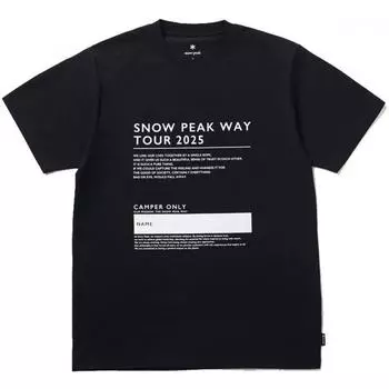 Футболка Snow Peak Spw Tour 2025, мужская, сшитая, черная, средняя, TS 25Su10203019