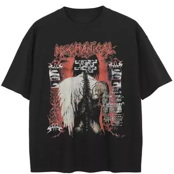 Футболка Streetwear Science Scene Graphic T-Shirt, хлопковые топы унисекс, футболки, летние футболки с короткими рукавами M чёрный