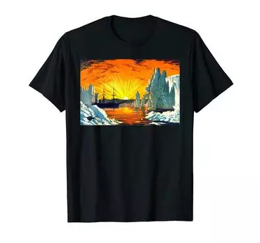 Футболка Sunset Iceberg Iceberg Sheet Ship Schooner Sunbeam чёрный