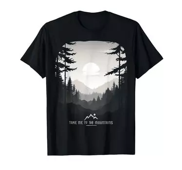 Футболка Take Me To The Mountains Forest Hiking Travel Camping Adventure чёрный