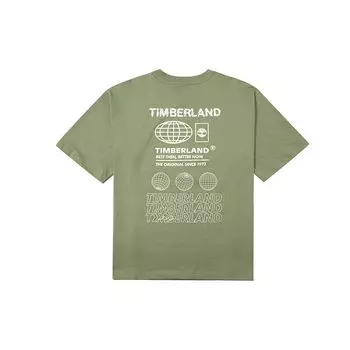 Футболка Timberland Back Pattern Letter Print Simple Round Neck Short Sleeve Unisex Tops Cassel-Green A6QHD590 S