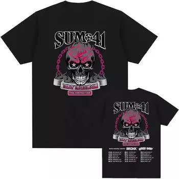 Футболка Tour of The Setting Sum Sum41 из хлопка, летние высококачественные мужские футболки с круглым вырезом, повседневная готическая футболка в стиле хип-хоп, унисекс XS белый