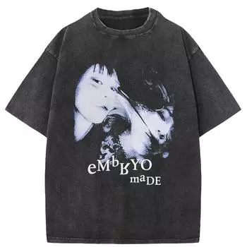 Футболка уличная мужская с принтом Illusion Girl Letter, футболка Harajuku Cotton Casual Summer с коротким рукавом, черная S