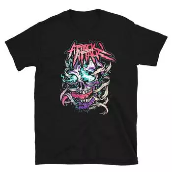 Футболка унисекс Attack Attack с фиолетовым черепом Crabcore Emo Post Hardcore Band S
