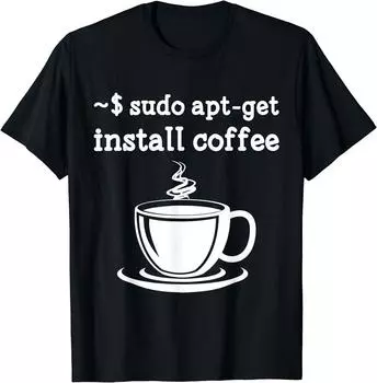 Футболка унисекс Linux Sudo Apt Get Install Coffee S