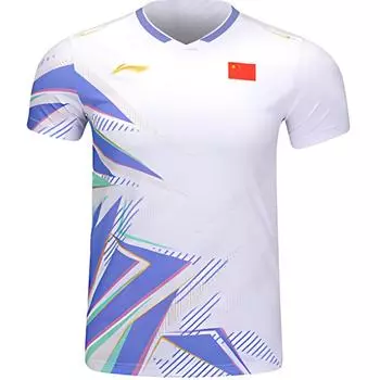 Футболка унисекс с логотипом серии Li Ning Badminton, удобная, с круглым вырезом, спортивная, для соревнований, с коротким рукавом, AAYU133-5 M