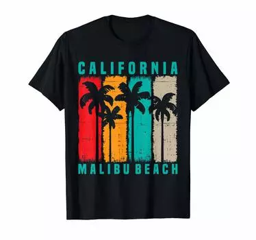 Футболка в подарок Malibu Beach California Sandy Beach Wave Malibu Beach чёрный