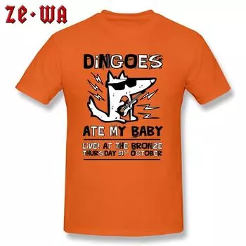 Футболка в стиле хип-хоп, мужская забавная футболка Dingoes Ate My Baby, футболка в стиле панк-рок, футболка рэпера, уличная одежда из хлопка, оранжевая собака
