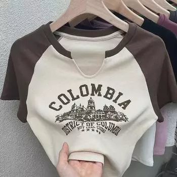 Футболка в стиле ретро American Chic Hong Kong Style Sweetheart с короткими рукавами - женская летняя футболка
