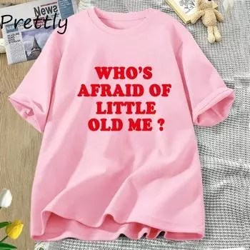 Футболка Who s Afraid of Little Old Me TTPD, женские топы, футболка с отделом замученных поэтов, хлопковые футболки с короткими рукавами S розовый