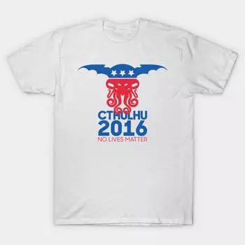Футболка женщины голосуют за Ктулху за президента 2016 No Lives Matter Harajuku Печать Кавайи футболка Летний короткий рукав женский футболка Top Tee S
