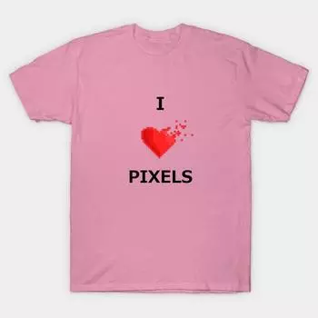 Футболка женщины I Love Pixels 8 Bit Heart Harajuku Печать Кавайи футболка Летний короткий рукав женский футболка Top Tee S