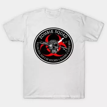 Футболка женщины Zombie Squad 3 Ring Patch Harajuku Печать Кавайи футболка Летний короткий рукав женский футболка Top Tee S