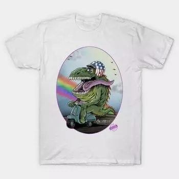 Футболка женская Crazy Happy Scooter Dino Harajuku Print Kawaii футболка летняя женская футболка с коротким рукавом топ футболка S розовый