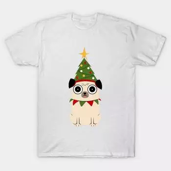 Футболка женская Its Christmas For Pugs Sake Harajuku Print Kawaii футболка летняя женская футболка с коротким рукавом топ S