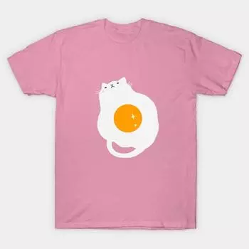 Футболка женская с принтом яйца и кошки Harajuku Kawaii футболка летняя женская футболка с коротким рукавом топ футболка S розовый