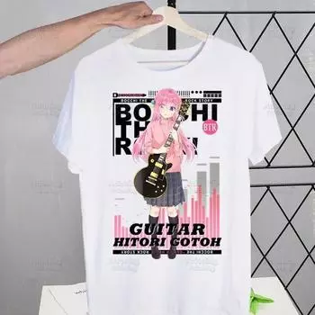 Футболки Bocchi The Rock, летние футболки унисекс/женщины в стиле хип-хоп с забавным принтом Kessoku Band, футболки Hitori Gotou, топы с короткими рукавами 4XL
