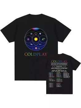 Футболки Cold-play Music of The Spheres World Tour 2025 Футболки из хлопка Тяжелая футболка с графическим принтом Mental Fashion Футболки с коротким рукавом унисекс XS