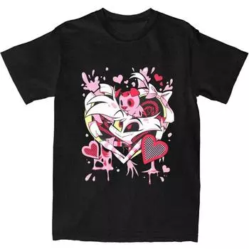 Футболки Crazy Hazbin Hotels Angel Dust для женщин унисекс, женские футболки из чистого хлопка, летняя одежда 4XL