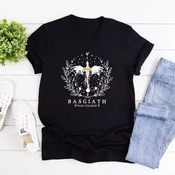 Футболки Fourth Wing Футболка Basgiath War College Футболка Fantasy Reader с коротким рукавом Винтажная футболка Футболка Book Lover Подарок Bookish S чёрный