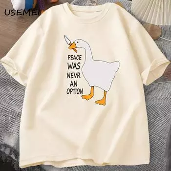 Футболки Goose Peace Was Never An Option Унисекс Летняя хлопковая футболка для унисекс Модная одежда для отдыха Крутая унисекс-одежда футболка с коротким рукавом L