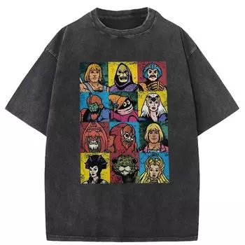 Футболки He-Man And Friends для мужчин, хлопковая футболка с круглым вырезом и принтом, футболка с коротким рукавом Masters of the Universe, одежда S