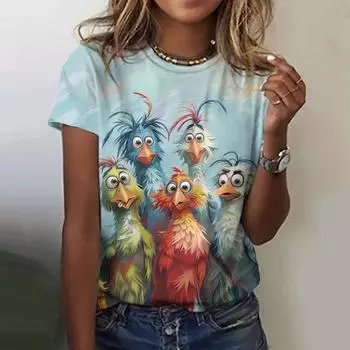 Футболки с 3D-принтом Screaming Chicken, женская уличная одежда, летняя повседневная мода Y2k, футболка с коротким рукавом, футболки с круглым вырезом, топы, одежда S