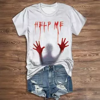 Футболки с 3D-принтом Summer Letter Funny Blood, женская уличная одежда, повседневная винтажная футболка Y2k с коротким рукавом, футболки с круглым вырезом, топы, одежда S