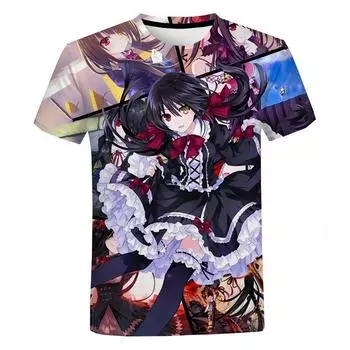 Футболки с аниме «Date a Live» для сексуальных девушек с 3D-принтом и круглым вырезом, женская уличная одежда, свободные футболки, футболки Harajuku, топы, женская одежда L