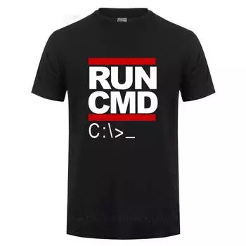 Футболки с надписью «Run Cmd Computer Programmer» забавный подарок на день рождения для мужчины, парня, мужа, лето 2023 г., хлопковая футболка с коротким рукавом S чёрный