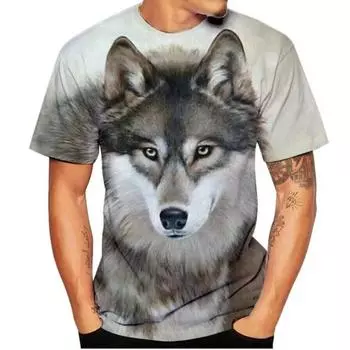 Футболки с принтом Animal Wolf 3D, летние, мужские, повседневные, модные, уличная одежда, футболки большого размера с коротким рукавом, футболки, топы, одежда S