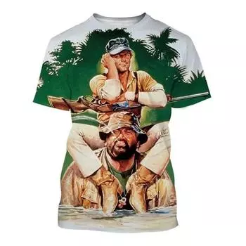 Футболки с принтом Bud Spencer Terence Hill 3D для мужчин и женщин, модная уличная одежда, футболки большого размера с коротким рукавом для детей, футболки, топы, одежда S