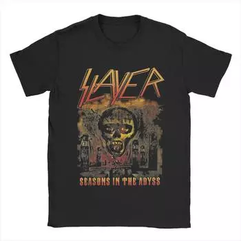 Футболки Slayer Orange Season In The Abyss для мужчин, футболки из чистого хлопка для отдыха, с круглым вырезом и коротким рукавом, футболки 4XL 5XL, топы S чёрный