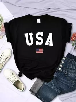 Футболки унисекс с национальным флагом США, городские уличные футболки с принтом, модные дышащие летние футболки с короткими рукавами в стиле хип-хоп и круглым вырезом, футболки в стиле хип-хоп L