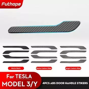 Futhope ABS дверная ручка чехол для модели Tesla 3 Y углеродное волокно Стайлинг Премиум Прочный 2018-2023 крышка защитная наклейка матовый черный