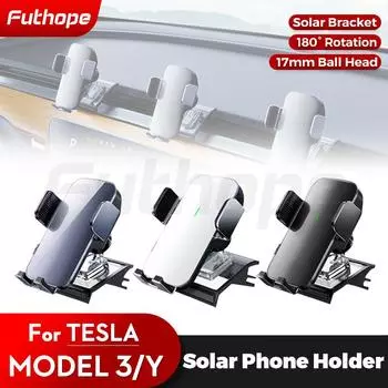 Futhope Solar Bracket Holder Stable Phone For Tesla Model Y Model 3 2018-2023 Air Outlet 180 ° Rotation Universal GPS Solar Bracket Black