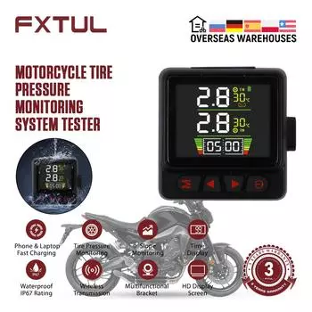 FXTUL Тестер давления в шинах мотоцикла Система мониторинга TPMS Тестер шин Водонепроницаемый цифровой дисплей Детектор Диагностический инструмент CHINA