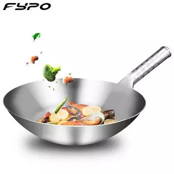 Fypo нержавеющая сталь Wok 1.8 мм толщиной высококачественный китайский ручной работы Wok традиционный антипригарный ржавеющий газовый Wok плита сковорода