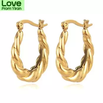 Fysara New Popular Europe And America Titanium Steel Classic Three Ring Earrings Europe And America Wind Trendy Accessories золотой