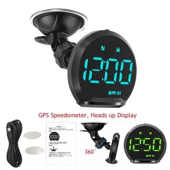 G13 GPS Head Up Display Автомобильный дисплей HUD Датчик с KMH Скорость Усталость вождения Сигнализация Компас Скорость Часы Пройденное расстояние Время вождения 1pcs чёрный