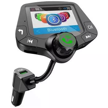 G24 Bluetooth 5.0 автомобильный комплект громкой связи FM-передатчик QC3.0 автомобильное зарядное устройство 2,0-дюймовый ЖК-дисплей AUX аудиоресивер MP3-плеер чёрный
