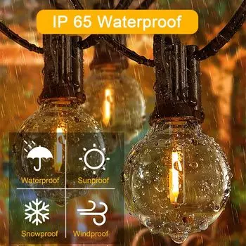 G40 Globe Solar String Lights Outdoor, 8 режимов освещения, USB зарядка и пульт дистанционного управления, водонепроницаемые пластиковые лампочки для балконной гирлянды на свадьбу