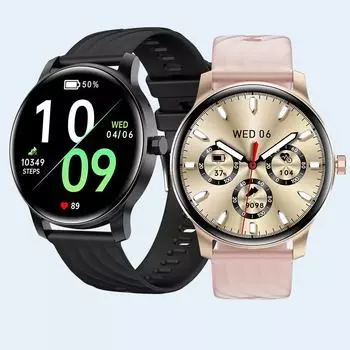 G6 Круглые умные часы: Звонки по Bluetooth, мониторинг сердечного ритма, уровня кислорода в крови и артериального давления, более 100 спортивных режимов чёрный