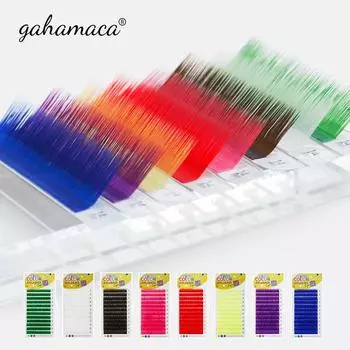 GAHAMACA индивидуальные цветные ресницы C/D/L/LU Curl 0,07/0,10 мм 8-14 мм накладные ресницы искусственные цветные наращивание ресниц 0.07mm C 8-14mm MIX белый