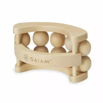 Gaiam Relax Massage Ball Roller Handheld Деревянный Массажер для всего тела для спины, шеи, ног, икр, рук, глубокий массажер для тканей, снятие мышечной боли -