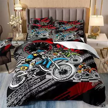 Galaxy Starry Sky Duvet Cover Set for Boys, Speed Rider, Super Cool, Racing Car Comforter, Bedding Sets for Men, Teen, Queen Siz 70x133cm 2pcs