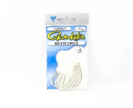 Gamakatsu 12051 Круглый крючок, банка с большим ушком, размер 7/0, 4 шт. в упаковке (2948)
