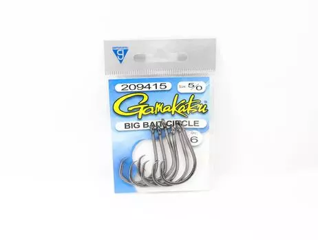 Gamakatsu 209415 Круглый крючок Big Bait NSB, размер 5/0, 6 штук в упаковке (1199)
