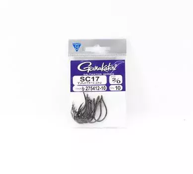 Gamakatsu 275412 SC17 Крючок для тарпона, черный, размер 2/0, 10 штук в упаковке (9300)