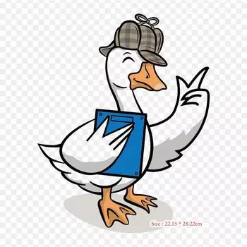 Gambar Bebek Animasi Duck Iron on Heat Transfer Printing, виниловые нашивки, наклейки для одежды, аппликации «сделай сам», моющиеся нашивки
